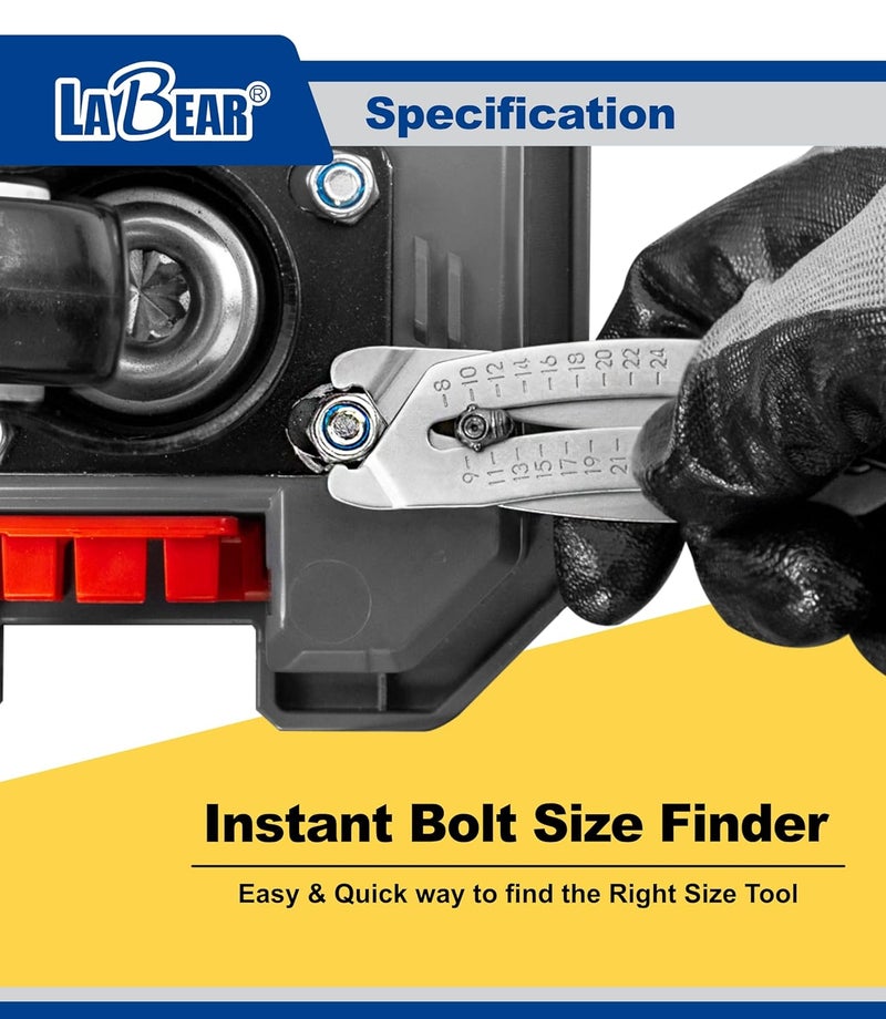 LABEAR Nut and Bolt Size Gauge Keychain, Thread Checker & Identifier, SAE & Metric Fastener Measuring Tool 5/16"-1" / 8–25mm, Pocket Socket & Wrench Size Finder for Automotive, Repair & DIY - Image 4